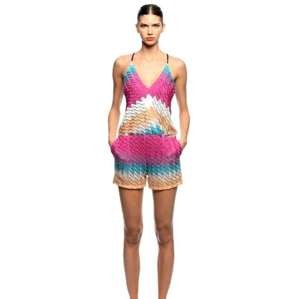 Karina Grimaldi Perla Knit Romper In Spring Knit M